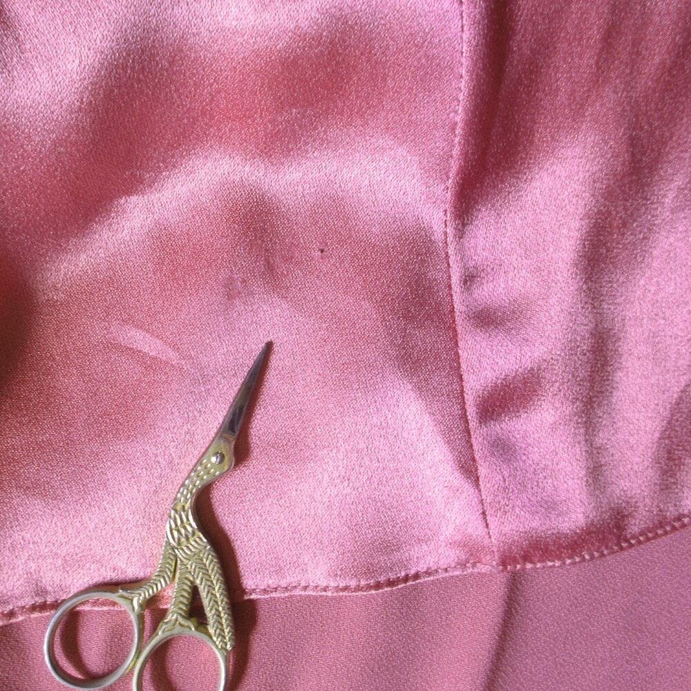 Vintage 70s Pink Satin Party Dress Gown S - Picture 7 of 7